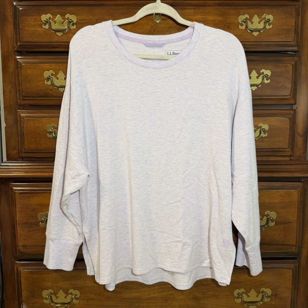 LL Bean Beyond Soft Long Sleeve Tee Lavender Heather Modal Blend Size Large